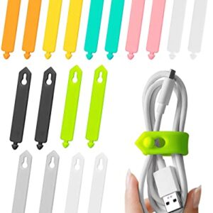 ELFRhino Cord Organizer Cable Straps Clips Wire Ties Earbuds Earphone Headphone Headset Wrap Winder Holder Keeper Manager Management (Set of 18)