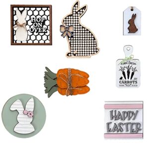 easter tiered tray decor, table sign decorations for spring,easter tabletop farmhouse rustic signs,carrot egg bunny decor for easter holiday (style-06)