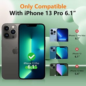 [6-in-1]Silicone for iPhone 13 Pro Phone Case,[Magsafe-Compatible][Glass Screen Protector+Lens Protector][Soft Anti-Scratch Microfiber Lining]Shockproof Case for iPhone 13 Pro 6.1 inch-Grass Green