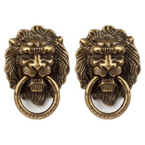 [2 Pack] Lion Head Cell Phone Ring Holder Stand, Finger Ring Kickstand with Polished Metal Phone Grip, Smartphone Accessories（Bronze）