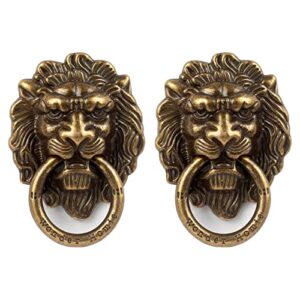[2 pack] lion head cell phone ring holder stand, finger ring kickstand with polished metal phone grip, smartphone accessories（bronze）