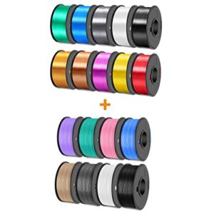 2500g 3d printer filament bundle multicolor, sunlu silk filament&sunlu pla+ filament, 10 pack+8 pack