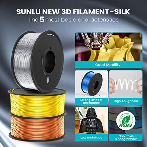 2500g 3D Printer Filament Bundle Multicolor, SUNLU Silk Filament&SUNLU PLA+ Filament, 10 Pack+8 Pack
