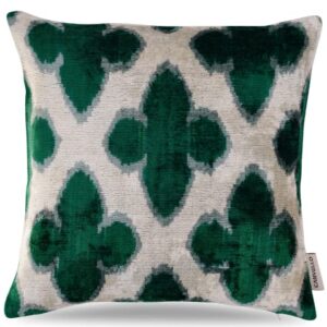 CANVELLO-Exquisite Down Pillow/Throw Cushion: Feather Pillows Elegance & Art | Iconic Throw Pillows with Ikat Design  | Soft Velvet Silk  (16"x16")