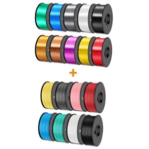 2500g 3d printer filament bundle multicolor, sunlu silk filament&sunlu meta filament, 10 pack+8 pack