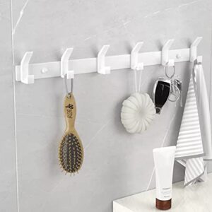 sharunec hook hanger metal hooks for hanging coats towels hats clothes, suitable for bedroom, kitchen, bathroom etc, wall mounted,white,6 hooks