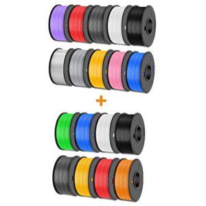 2500g 3d printer filament bundle multicolor, sunlu abs filament&sunlu pla plus filament, 10 pack+8 pack