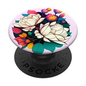 abstract floral wild flowers blossoms colorful botanical popsockets swappable popgrip
