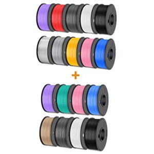 2500g 3d printer filament bundle multicolor, sunlu abs filament&sunlu pla+ filament, 10 pack+8 pack