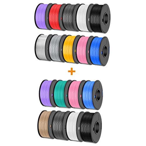 2500g 3D Printer Filament Bundle Multicolor, SUNLU ABS Filament&SUNLU PLA+ Filament, 10 Pack+8 Pack