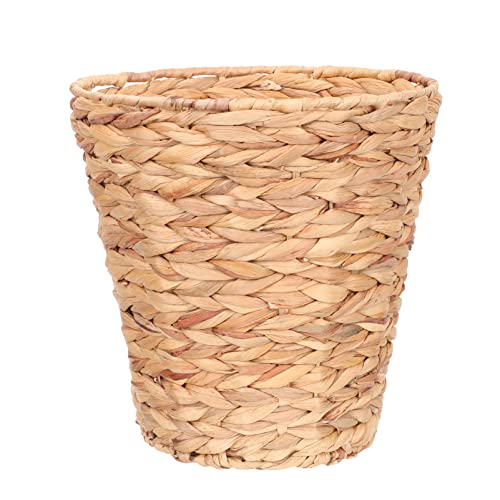 VOSAREA Water Hyacinth Wicker Trash Can Natural Woven Waste Basket Round Wastebasket Garbage Bin for Home Sundries Laundry