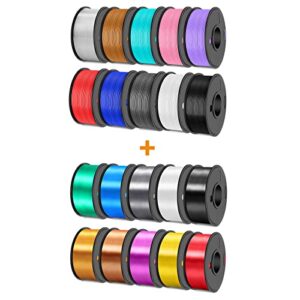 2500g 3d printer filament bundle multicolor, sunlu petg filament&sunlu silk filament, 10 pack+10 pack