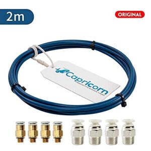Official Creality 3D Capricorn XS Series Bowden Tube, PTFE Bowden Tube (2 Meters) with 4Pcs PC4-M6 Fittings and 4Pcs PC4-M10 Fittings for 3D Printer 1.75mm Filament with 1 Black Filament