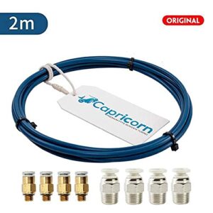 Official Creality 3D Capricorn XS Series Bowden Tube, PTFE Bowden Tube (2 Meters) with 4Pcs PC4-M6 Fittings and 4Pcs PC4-M10 Fittings for 3D Printer 1.75mm Filament with 1 Blue Filament