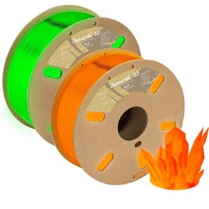 pla glow in the dark green and orange bundle, duramic 3d printing filament 1.75mm, dimensional accuracy +/- 0.05 mm