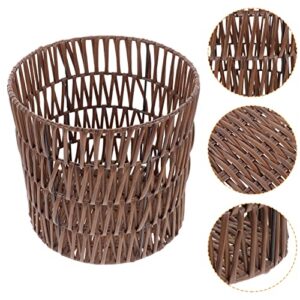 Didiseaon Basket Baskets Woven Trash Can Seagrass Waste Basket Round Garbage Bin Container Laundry Hamper Planter Pot Vase Wicker Storage Basket for Bathroom Kitchen Brown Laundry Woven