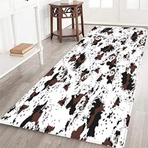 cow print long runner rug for hallway,brown cow cowhide pattern western country,area rug non-slip floor carpet for living room bedroom washable doormat entrance kitchen rugs