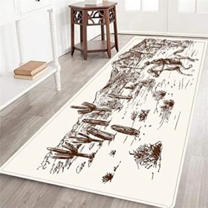 long runner rug for hallway,western country theme of american wild west desert cowboy,area rug non-slip floor carpet for living room bedroom washable doormat entrance kitchen rugs