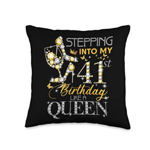 41st birthday gifts for women apparel high heels womens 41 year old stepping into my 41st birthday & fabulous throw pillow, 16x16, multicolor