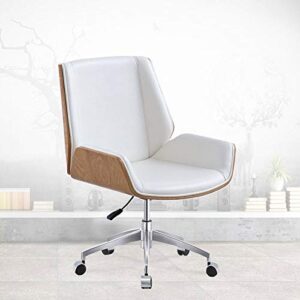 IRDFWH Adjustable Desk Executive Swivel Chair Home Office Furniutre Computer Task Chair Bendwood Leather Armchair (Color : Black)