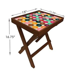 TYAGI-Export 16.75 inches Small Laptop Desk Folding Table No Assembly Sturdy Small Writing Desk Folding Desk for Small Spaces, Teak Wood Desktop and Black Steel Frame