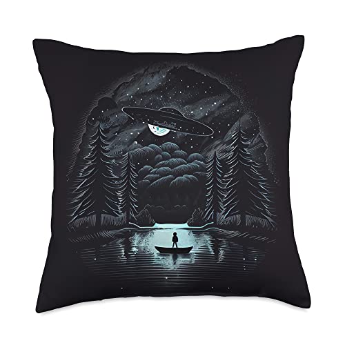 UFO Merch UFO Abduction Galaxy Space Throw Pillow, 18x18, Multicolor