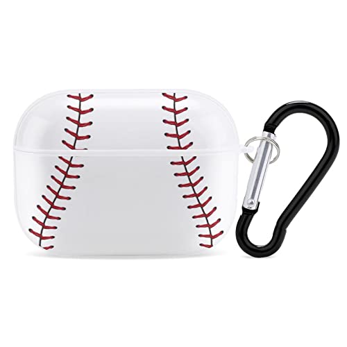 Airpod Pro Case, Baseball Ball Print Airpods Pro Case with Key Chain Full Protective Durable Shockproof Personalize Wireless Headphone Case PC Hard Case Cover