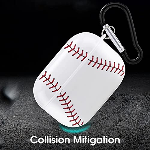 Airpod Pro Case, Baseball Ball Print Airpods Pro Case with Key Chain Full Protective Durable Shockproof Personalize Wireless Headphone Case PC Hard Case Cover