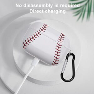 Airpod Pro Case, Baseball Ball Print Airpods Pro Case with Key Chain Full Protective Durable Shockproof Personalize Wireless Headphone Case PC Hard Case Cover