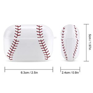 Airpod Pro Case, Baseball Ball Print Airpods Pro Case with Key Chain Full Protective Durable Shockproof Personalize Wireless Headphone Case PC Hard Case Cover