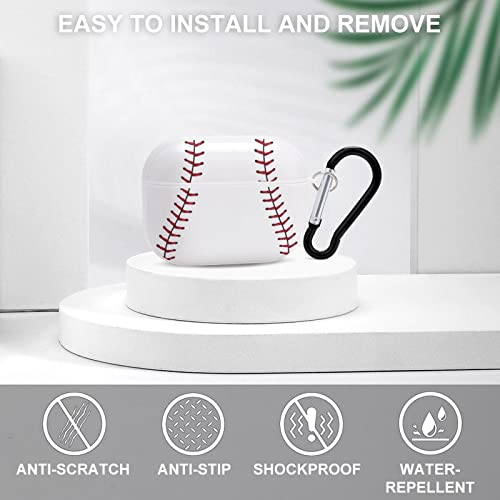 Airpod Pro Case, Baseball Ball Print Airpods Pro Case with Key Chain Full Protective Durable Shockproof Personalize Wireless Headphone Case PC Hard Case Cover