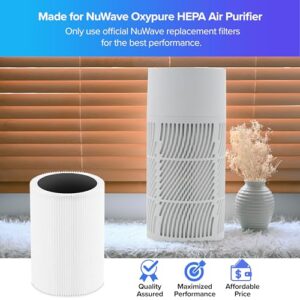 Nuwave Oxypure Air Purifiers 3XL H13 HEPA Filter for Home Bedroom Allergies, 17dB, 360° Air Intake, Removal to 0.1 Micron Smoke Dust Mold Pollen Bacteria Pet Hair Odor, Air Quality Sensor, Energy Star