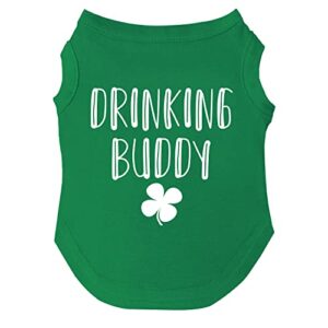 drinking buddy shamrock dog tee shirt sizes for puppies, toys, and large breeds (green xs)