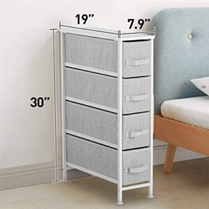 WYKDD Narrow Dresser with 4 Fabric Drawers Vertical Slim Storage Dresser Storage Tower with Sturdy Metal Frame Storage Box Drawer Rack