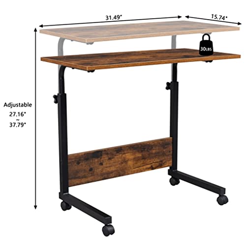 LHLLHL Computer Desk Laptop Desk Rolling & Height Adjustable P2 15MM Chipboard & Steel Side Table with Baffle