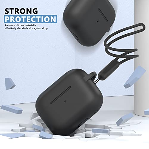GOKIMAE for AirPods Pro 2nd Generation Case (2022) with Replacement Silicone Eartips (XS,S,M,L) and AirPod Cleaner kit, Soft Silicone AirPods Pro 2 Case Cover with Keychain and Lanyard (Black)