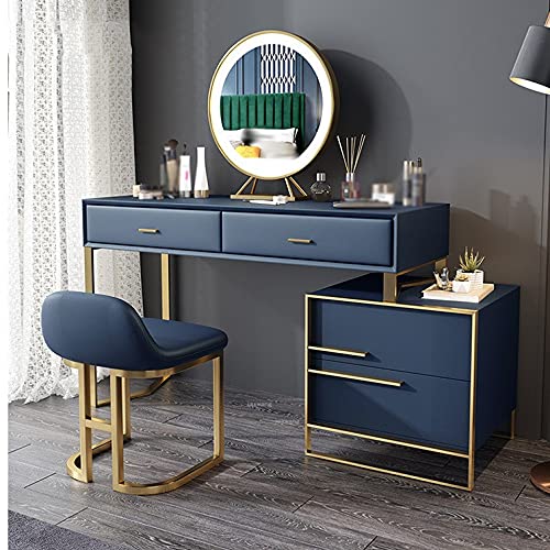 WYKDD Nordic Vanity Dressing Table Home Dressers Bedroom Furniture Moveable Bedside Table with Wooden Dressing Table Cabinet (Color : D)