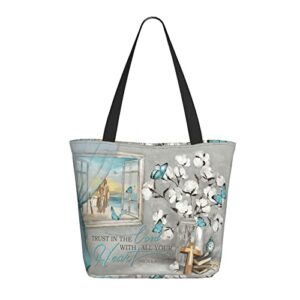 senrolan bible tote bag christian reusable shopping tote bag inspirational scripture gift bags for women mothers day