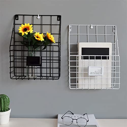 EYHLKM Storage Basket Metal Newspaper Rack Bookshelf Wall Mounted Office Iron Grid Wall-Mounted (Color : E, Size : 1)