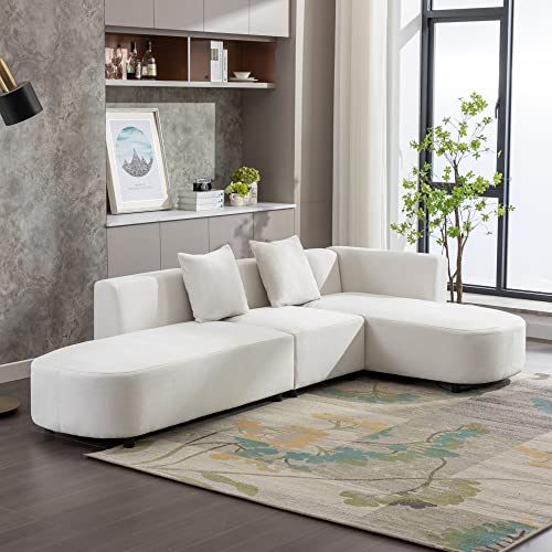 Modular Sectional Sofa, Right Hand Facing Sectional, Luxury Modern 4-Seat Couch with 2 Comfortable Pillows for Bedroom Living Room Office Apartment (Beige)