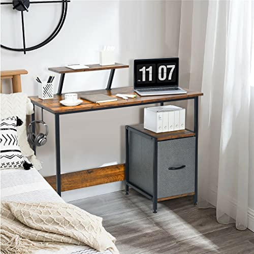 TREXD Computer Desk Writing Workstation W/Movable Storage Rack & Shelf for Home Office