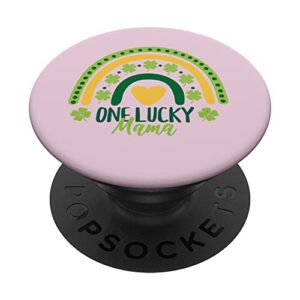 womens one lucky mama st patricks day mom mother shamrock popsockets swappable popgrip