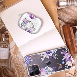 JIAXIUFEN for Airpods Pro 2nd Generation Case Cover Gold Glitter Butterfly Design Protective TPU Skin for Women Girl with Keychain Compatible with AirPods Pro 2019/Pro 2 Gen 2022 Flower Purple