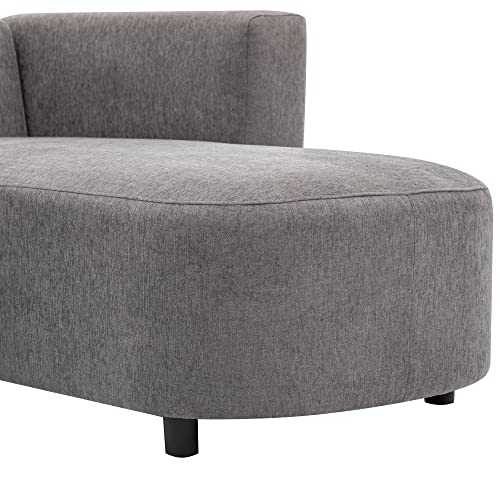 Polibi Chenille Upholstered Sofa Couch with 2 Pillows, Modern L-Shape 5-Seat Sofa for Living Room, Hotel, Office Reception, Grey