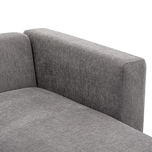 Polibi Chenille Upholstered Sofa Couch with 2 Pillows, Modern L-Shape 5-Seat Sofa for Living Room, Hotel, Office Reception, Grey