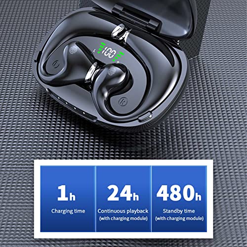 True Wireless Bone-Conduction Bluetooth Headset 5.3, No in Ear Ear, HiFi Audio Quality, Dual Hd Call, 480h Long Endurance, Can Not Be Thrown Off Fit for Outdoor Sport