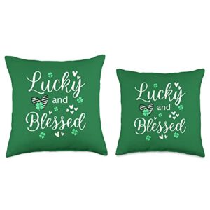 St Patrick's Day Designs for Christians Lucky and Blessed St Patricks Day Throw Pillow, 16x16, Multicolor