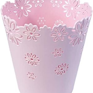 Nazr Wastebasket, Hollow Flower Shape Plastic Lidless Wastepaper Baskets Trash Can (S-Pink)