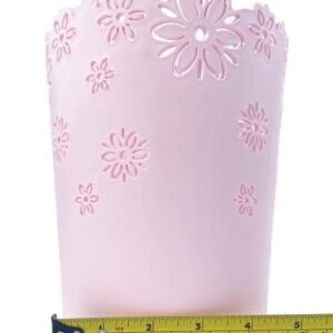 Nazr Wastebasket, Hollow Flower Shape Plastic Lidless Wastepaper Baskets Trash Can (S-Pink)