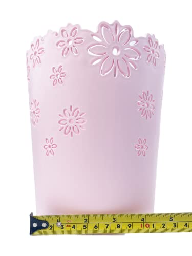 Nazr Wastebasket, Hollow Flower Shape Plastic Lidless Wastepaper Baskets Trash Can (S-Pink)